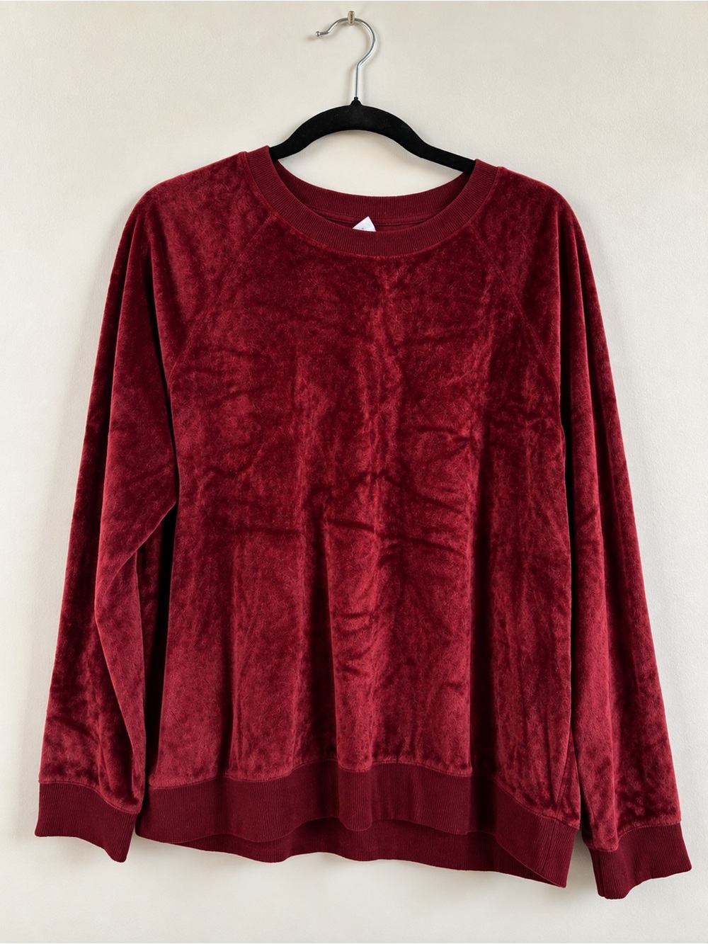 Stars Above Burgundy Velour Pullover Top Size Large